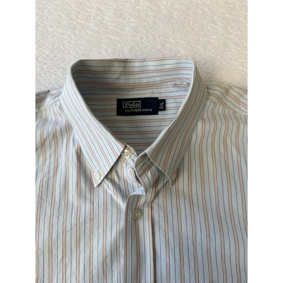 Polo Ralph Lauren Button Down Men Size 2XL Vertical Strip Cotton Blue Pony Shirt - Picture 5 of 7